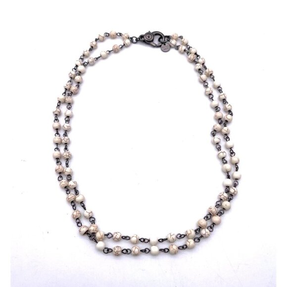 Marlyn Schiff Layered Two Strand Beaded Chain Necklace Lobster Closure Signed - Picture 1 of 4